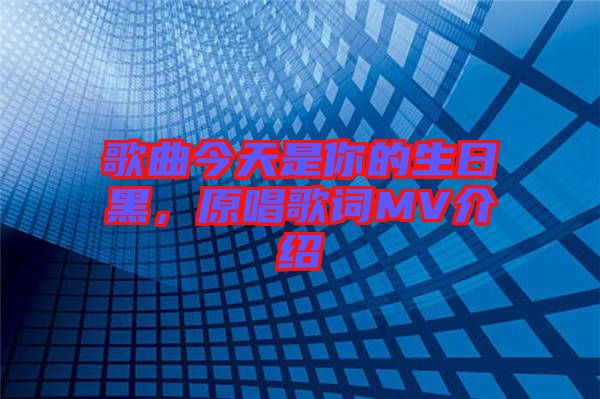 歌曲今天是你的生日黑，原唱歌詞MV介紹