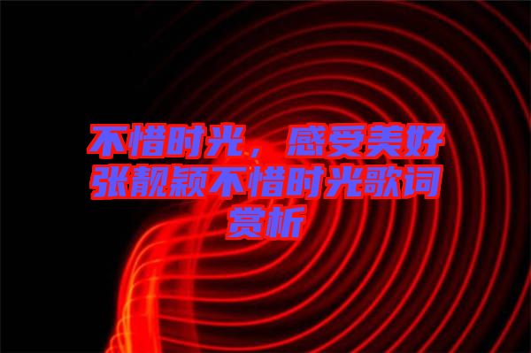 不惜時光，感受美好張靚穎不惜時光歌詞賞析