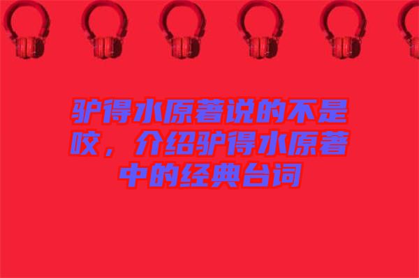 驢得水原著說的不是咬，介紹驢得水原著中的經(jīng)典臺(tái)詞