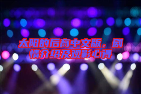 太陽的后裔中文版，劇情介紹及觀影心得