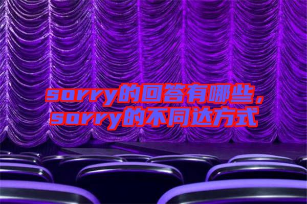 sorry的回答有哪些，sorry的不同達(dá)方式