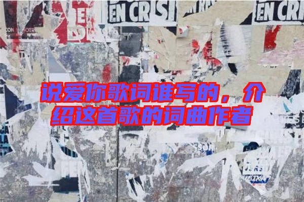 說愛你歌詞誰寫的，介紹這首歌的詞曲作者