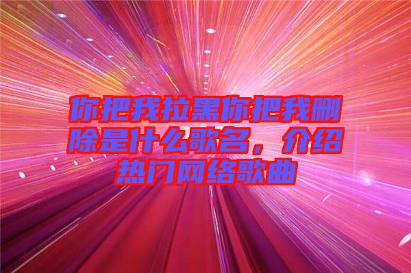 你把我拉黑你把我刪除是什么歌名，介紹熱門網(wǎng)絡(luò)歌曲
