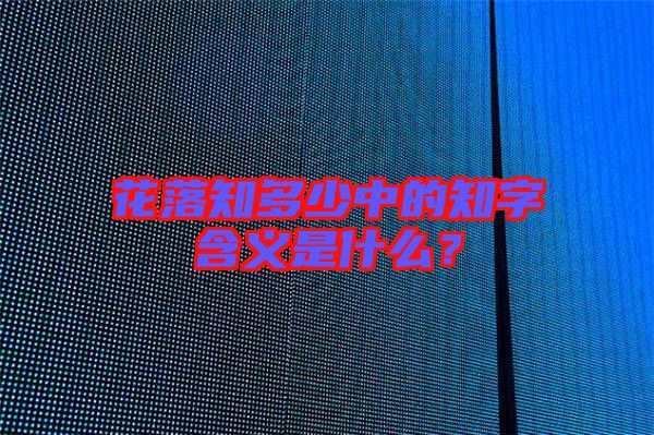 花落知多少中的知字含義是什么？