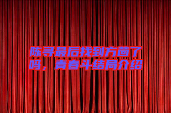 陳尋最后找到方茴了嗎，青春斗結局介紹