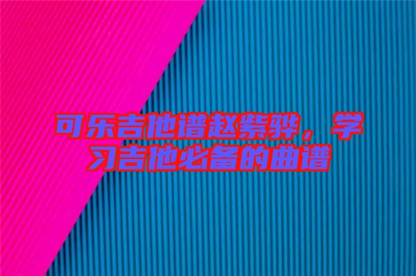 可樂吉他譜趙紫驊，學(xué)習(xí)吉他必備的曲譜