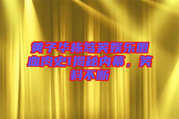 黃子華棟篤笑娛樂圈血肉史1揭秘內(nèi)幕，笑料不斷