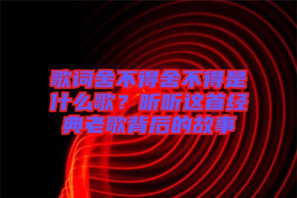 歌詞舍不得舍不得是什么歌？聽聽這首經(jīng)典老歌背后的故事