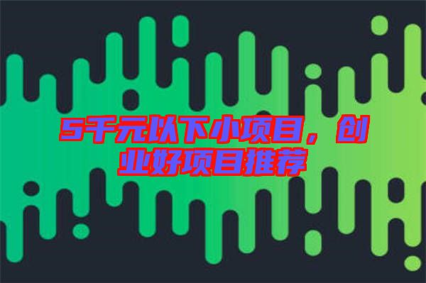 5千元以下小項目，創(chuàng)業(yè)好項目推薦