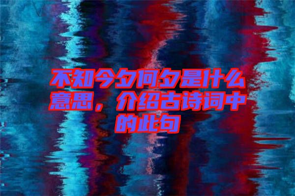 不知今夕何夕是什么意思，介紹古詩詞中的此句