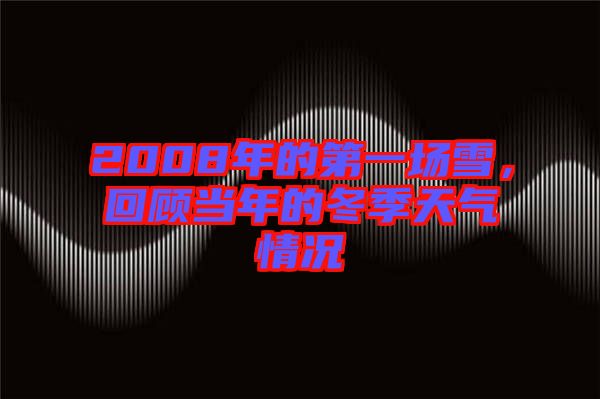 2008年的第一場雪，回顧當年的冬季天氣情況
