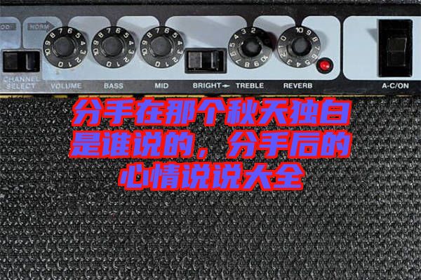 分手在那個(gè)秋天獨(dú)白是誰(shuí)說(shuō)的，分手后的心情說(shuō)說(shuō)大全