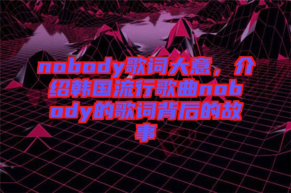 nobody歌詞大意，介紹韓國流行歌曲nobody的歌詞背后的故事