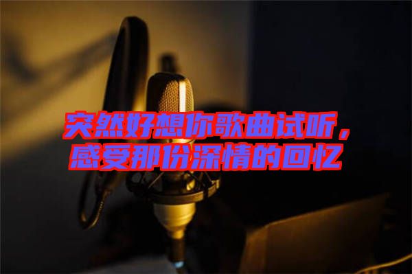 突然好想你歌曲試聽，感受那份深情的回憶