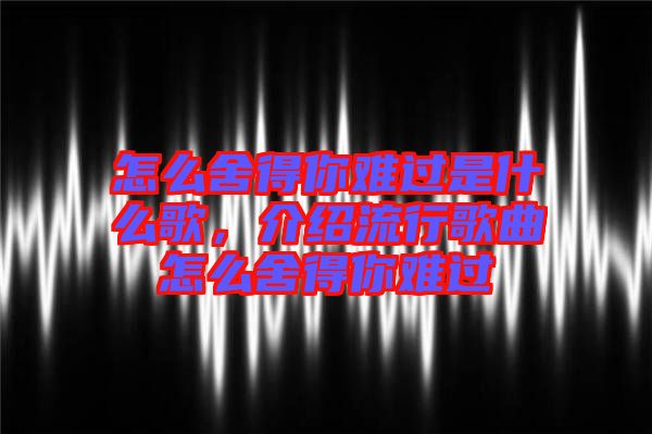 怎么舍得你難過是什么歌，介紹流行歌曲怎么舍得你難過