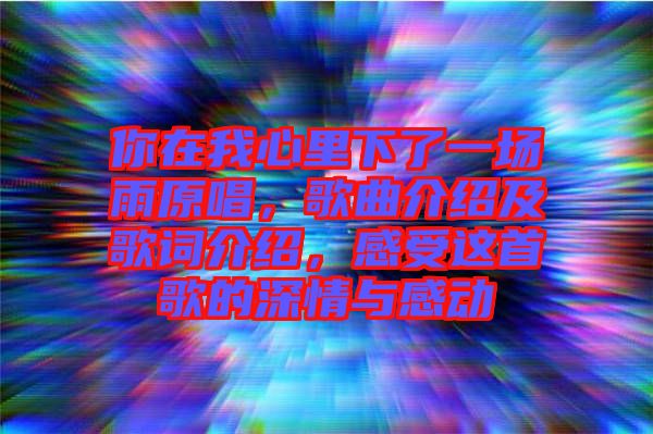 你在我心里下了一場雨原唱，歌曲介紹及歌詞介紹，感受這首歌的深情與感動
