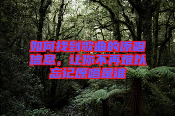 如何找到歌曲的原唱信息，讓你不再難以忘記原唱是誰