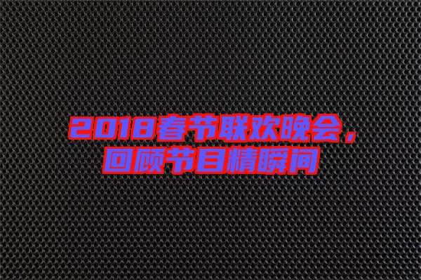 2018春節(jié)聯(lián)歡晚會，回顧節(jié)目精瞬間