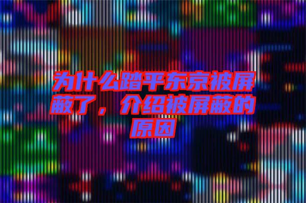 為什么踏平東京被屏蔽了，介紹被屏蔽的原因
