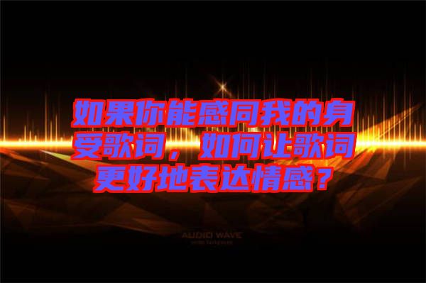 如果你能感同我的身受歌詞，如何讓歌詞更好地表達(dá)情感？