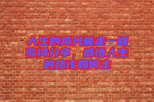 人生的路只能走一回歌詞分享，感悟人生的路該如何走