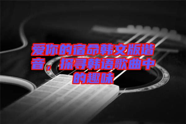 愛你的宿命韓文版諧音，探尋韓語(yǔ)歌曲中的趣味