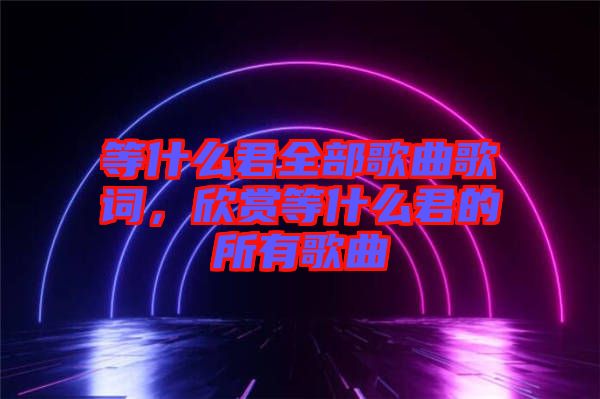 等什么君全部歌曲歌詞，欣賞等什么君的所有歌曲