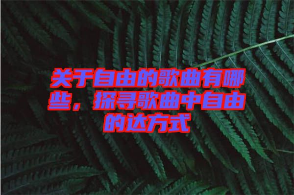 關(guān)于自由的歌曲有哪些，探尋歌曲中自由的達(dá)方式