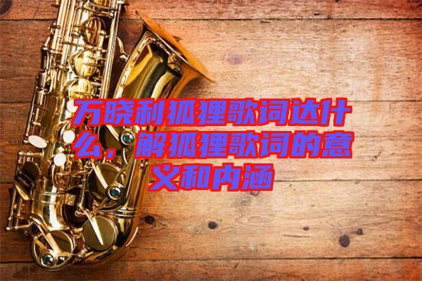 萬(wàn)曉利狐貍歌詞達(dá)什么，解狐貍歌詞的意義和內(nèi)涵