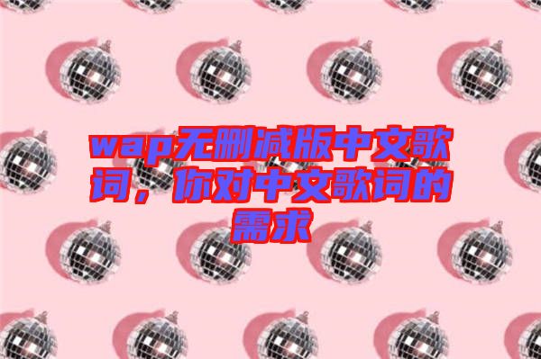 wap無刪減版中文歌詞，你對中文歌詞的需求