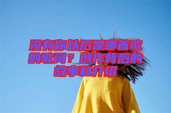 沒有你以后是哪首歌的歌詞？創(chuàng)作背后的故事和介紹