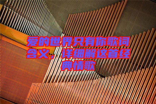 愛的世界只有你歌詞含義，詳細(xì)解這首經(jīng)典情歌