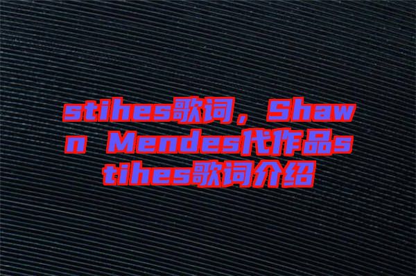 stihes歌詞，Shawn Mendes代作品stihes歌詞介紹