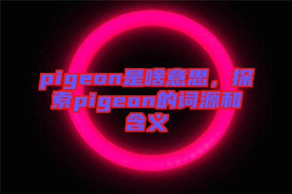 pigeon是啥意思，探索pigeon的詞源和含義