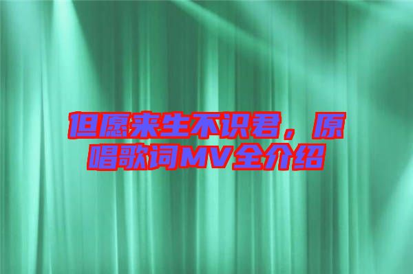 但愿來生不識君，原唱歌詞MV全介紹
