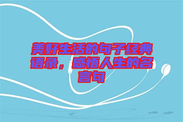 美好生活的句子經(jīng)典語錄，感悟人生的名言句