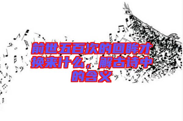 前世五百次的回眸才換來什么，解古詩中的含義
