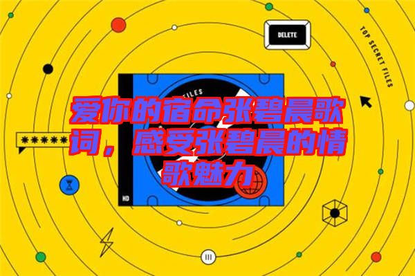 愛你的宿命張碧晨歌詞，感受張碧晨的情歌魅力