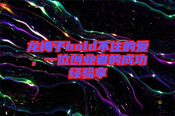 龍梅子hold不住的愛(ài)，一位創(chuàng)業(yè)者的成功經(jīng)驗(yàn)享