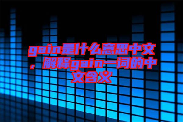 gain是什么意思中文，解釋gain一詞的中文含義