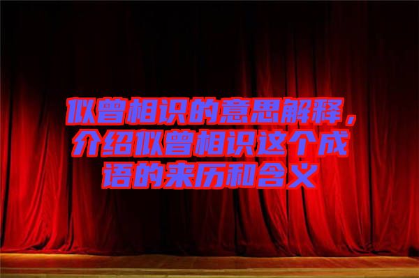 似曾相識(shí)的意思解釋，介紹似曾相識(shí)這個(gè)成語(yǔ)的來(lái)歷和含義