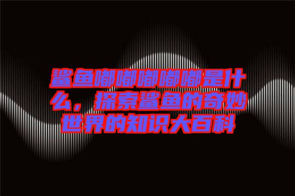 鯊魚嘟嘟嘟嘟嘟是什么，探索鯊魚的奇妙世界的知識大百科
