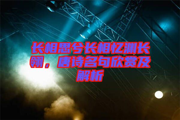 長(zhǎng)相思兮長(zhǎng)相憶淵長(zhǎng)翎，唐詩(shī)名句欣賞及解析