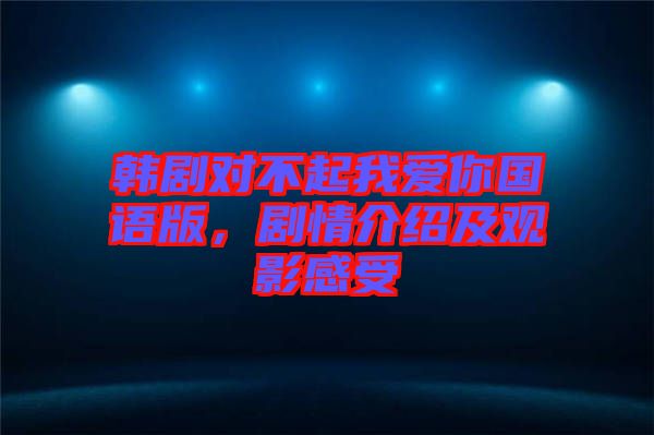 韓劇對不起我愛你國語版，劇情介紹及觀影感受