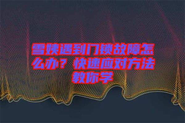 雪姨遇到門鎖故障怎么辦？快速應(yīng)對(duì)方法教你學(xué)