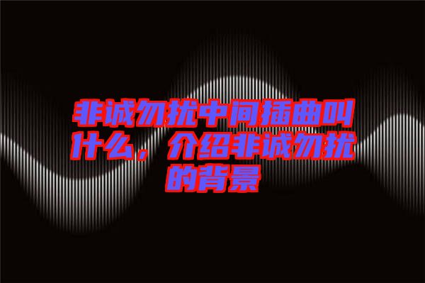 非誠勿擾中間插曲叫什么，介紹非誠勿擾的背景
