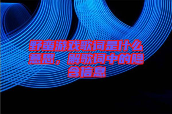 野蠻游戲歌詞是什么意思，解歌詞中的隱含信息